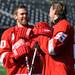 Detroit Red Wings player Henrik Zetterberg shares a laugh with teammate Niklas Kronwall after a press conference announcing the 2013 Winter Classic on Thursday afternoon at Michigan Stadium. Melanie Maxwell I AnnArbor.com